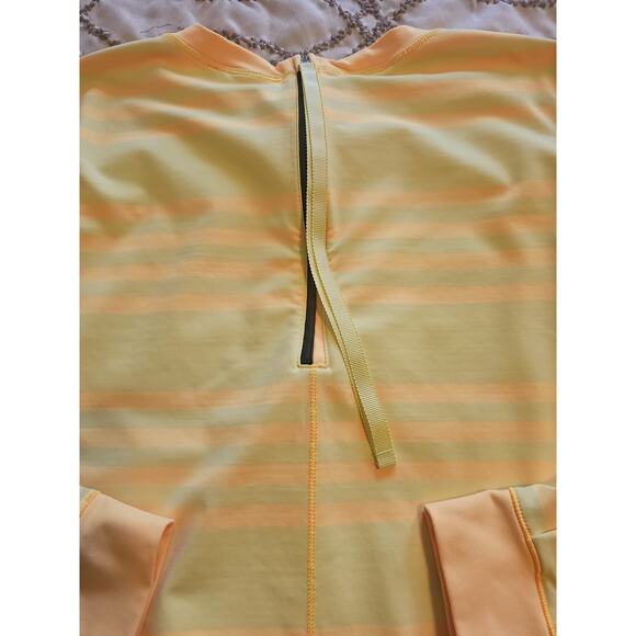 Lululemon Warm Up Crew Womens 4 Running Striped Yellow Yoga Activewear Long Slve - Picture 11 of 16